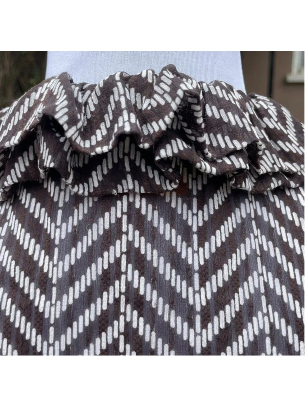 Tory Burch Brown & White Silk Blend Sheer Sleeveless Blouse 2